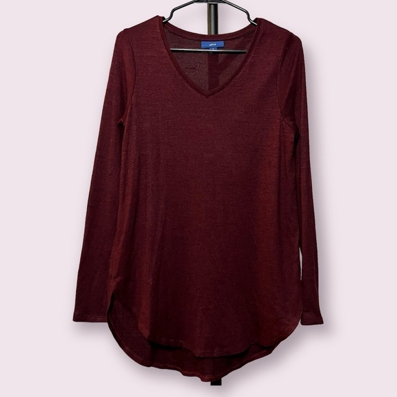 APT 9 Burgundy Red V Neck Oversized Sweater Small - Picture 1 of 6